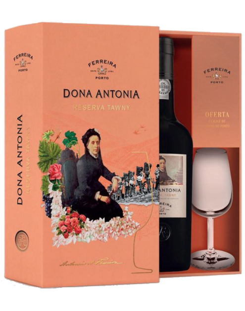 Ferreira Dona Antonia Reserve Tawny in giftbox met glas Ferreira Dona Antonia Reserve Tawny in giftbox met glas