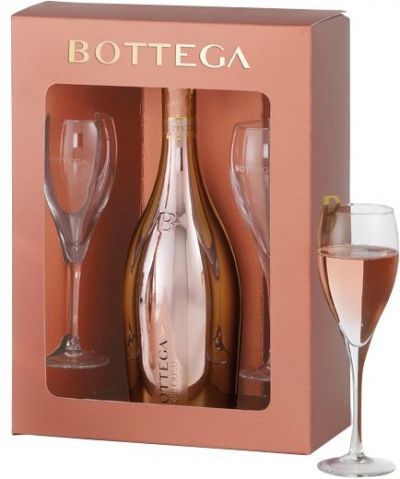 Bottega Rosé Gold Geschenkset met 2 glazen